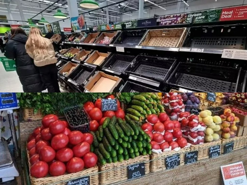 Daily Mail одним фото повергла в уныние британцев, сравнив продуктовые потолки в Англии и РФ